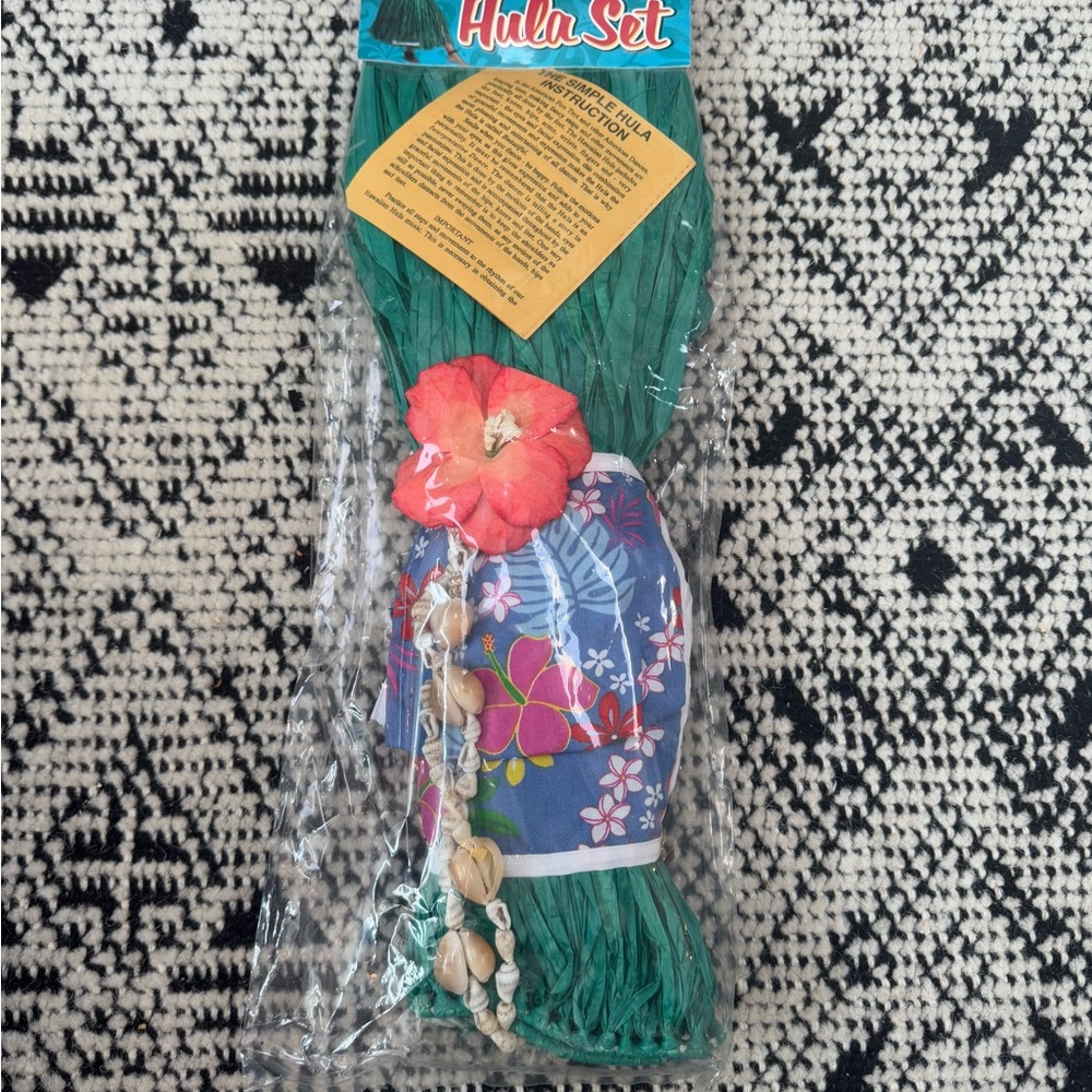 infant Hula Set with Green Skirt and Floral Accents